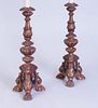 PAIR OF BAROQUE STYLE GILTWOOD CANDLESTICK LAMPS