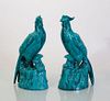 PAIR OF CHINESE EXPORT STYLE TURQUOISE GLAZED POTTERY BIRDS
