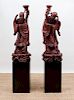 PAIR OF CHINESE HARDWOOD CARVINGS OF LUOHAN