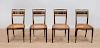 SET OF FOUR REGENCY PAINTED AND CANED SIDE CHAIRS