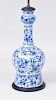 DUTCH DELFT GARLIC-MOUTHED VASE MOUNTED AS A LAMP