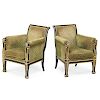 PAIR OF CHARLES X PAINTED & PARCEL GILT ARMCHAIRS