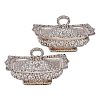 PAIR OF DOMINICK & HAFF STERLING SILVER COVERED VEGETABLE DISHES