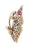 * A Victorian Yellow Gold, Diamond, Ruby, Sapphire and Emerald Butterfly Brooch, 3.60 dwts.