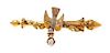 * A Victorian Tricolor Gold and Diamond Swallow Motif Bar Brooch, 6.30 dwts.