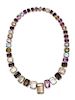 An Antique Silver and Multigem Necklace, 64.40 dwts.