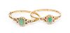 A Pair of Victorian Yellow Gold, Chrysoprase and Pearl Bangle Bracelets, Circa 1893, 19.70 dwts.