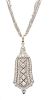 * An Art Deco Platinum, Diamond and Synthetic Sapphire Pendant Watch Necklace, A. LeCoultre for Lebolt & Co., 22.75 dwts.
