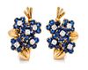 A Pair of Retro 18 Karat Yellow Gold, Platinum, Sapphire and Diamond Earclips/Dressclips, Van Cleef & Arpels, French, 13.50 d