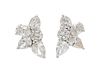 A Pair of 18 Karat White Gold and Diamond Cluster Earrings, 3.00 dwts.