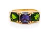 An 18 Karat Yellow Gold, Iolite and Chrome Diopside Ring, 3.85 dwts.