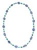 A White Gold, Carved Sapphire and Emerald Bead Necklace, 40.70 dwts.