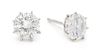 A Pair 14 Karat White Gold and Diamond Stud Earrings, 0.90 dwts.