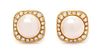 * A Pair of 18 Karat Yellow Gold, Cultured Mabe Pearl and Diamond Earclips, 11.00 dwts.