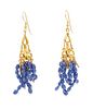 A Pair of Yellow Gold and Sapphire Bead Tassel Earrings, 14.70 dwts.