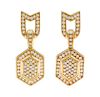 A Pair of 18 Karat Yellow Gold and Diamond Pendant Earclips, 14.40 dwts.