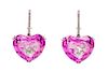 A Pair of 18 Karat White Gold, Synthetic Pink Sapphire and Diamond 'So Happy' Earrings, Chopard, 10.10 dwts.