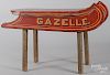 Child's Gazelle painted sled, mounted as a table