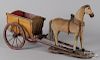Horse hair pull toy with painted cart