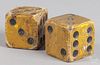 Pair of oversize carved and painted dice