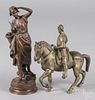 Bronze figure of a peasant woman and a knight