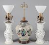 Pair of Chinese blanc de chin table lamps