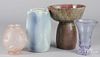 Two art pottery vases, together with two vases