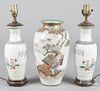 Pair of Japanese porcelain table lamps
