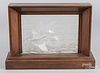 Frosted glass plaque with geese