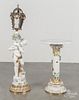 Porcelain figural lamp, together with a stand