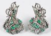 Silver Emerald and Diamond Earrings