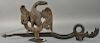 Columbian Press counterweight, iron mounted eagle on iron serpent arm.   height 20 1/2 inches, length 51 inches