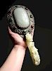 Fine Chinese silver and jade hand mirror