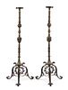 A Pair of Neoclassical Brass Torcheres Height 59 3/4 inches.