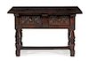 A Spanish Renaissance Style Oak Console Table Height 33 3/4 x width 52 3/4 x depth 24 1/2 inches.