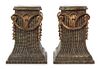 A Pair of Painted and Parcel Gilt Pedestals Height 31 x width 22 1/4 x depth 22 3/4 inches.