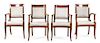 * A Set of Four Italian Mahogany Armchairs Height 36 1/2 x width 24 x depth 24 inches.