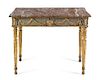 An Italian Painted and Parcel Gilt Center Table Height 34 x width 44 x depth 23 1/2 inches.