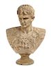 A Continental Carved Granite Bust Height 27 inches.
