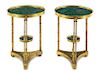 A Pair of Neoclassical Gilt Bronze and Malachite Gueridons Height 27 1/4 inches.