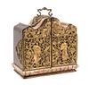 A Swiss Brass Mounted Table Casket Height 13 1/2 x width 12 3/4 inches.