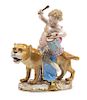 A Meissen Porcelain Figure Height 7 1/8 x width 6 inches.