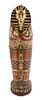 An Egyptian Style Painted Composition Sarcophagus Cabinet Height 74 1/2 inches.