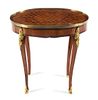A Louis XV Style Gilt Metal Mounted Parquetry Side Table Height 25 x width 25 1/2 inches.