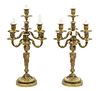 * A Pair of Louis XVI Style Gilt Bronze Seven-Light Candelabra Height 20 3/4 inches.