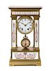 A Louis XVI Style Porcelain Inset Gilt Bronze Mantel Clock Height 21 1/2 inches.