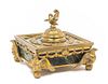 An Empire Gilt Bronze Mounted Marble Encrier Width 5 1/2 inches.