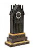 A French Gothic Revival Bronze and Sienna Marble Mantel Clock Height overall 23 1/2 inches.
