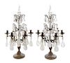 A Pair of French Bronze and Rock Crystal Six-Light Girandoles Height 28 1/4 inches.