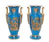A Pair of Paris Porcelain Style Porcelain Vases Height 16 3/4 inches.